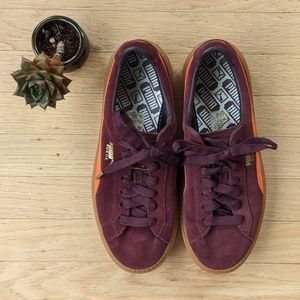 PUMA Womens Platform Trace Sneakers Shoes Casual - Burgundy